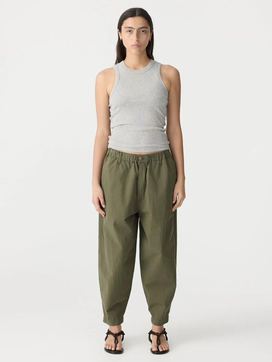 Bassike | Crushed Cotton Summer Pant - Khaki sold by Sister & Co product image thumbnail 2