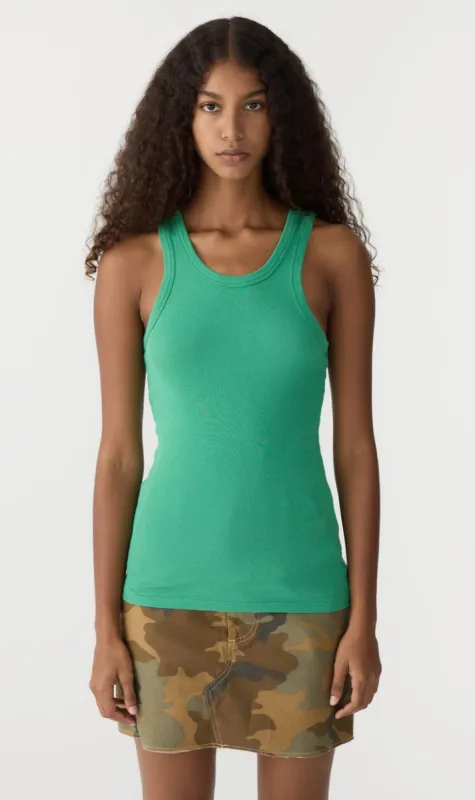 Bassike | Slim Superfine Rib Tank - Aloe Vera sold by Sister & Co