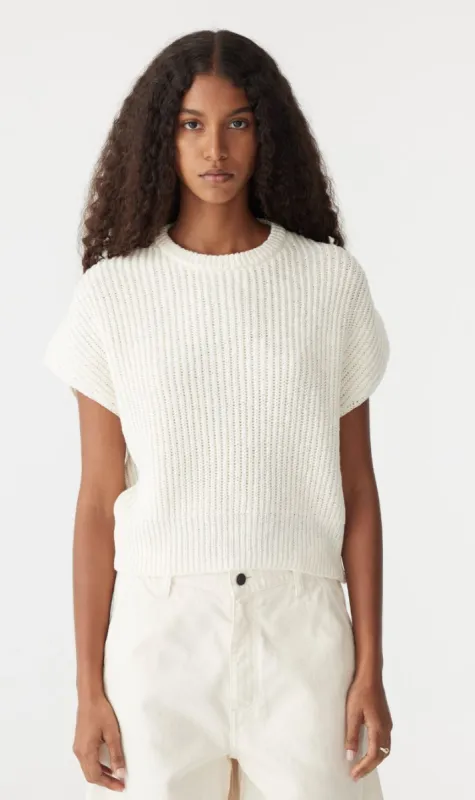 Bassike | Floating Neck Cap Sleeve Knit - Natural sold by Sister & Co