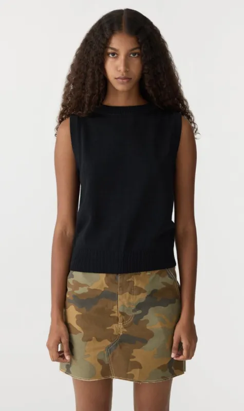 Bassike | High Twist Cotton Knit Tank - Black sold by Sister & Co