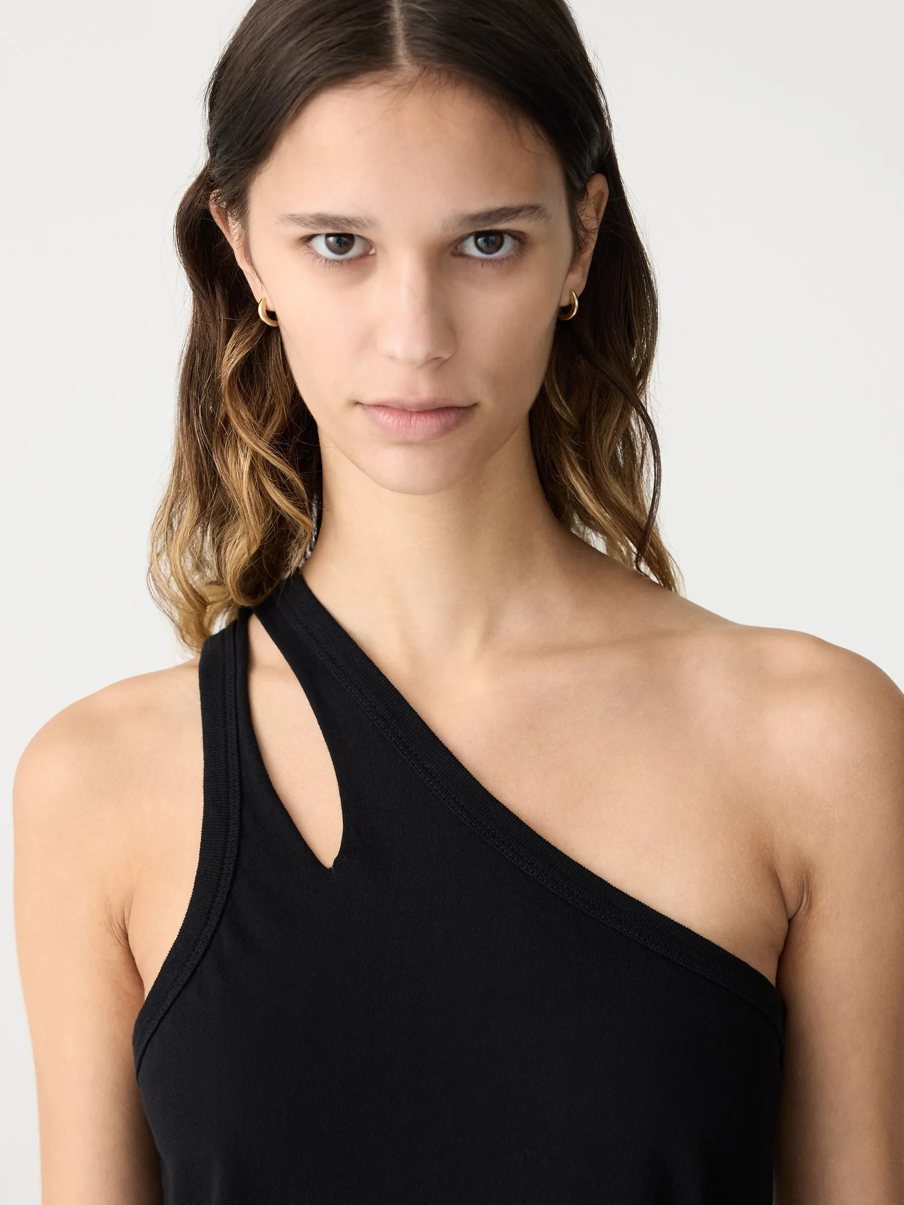 Bassike | Spliced One Shoulder Tank - Black sold by Sister & Co product image thumbnail 4