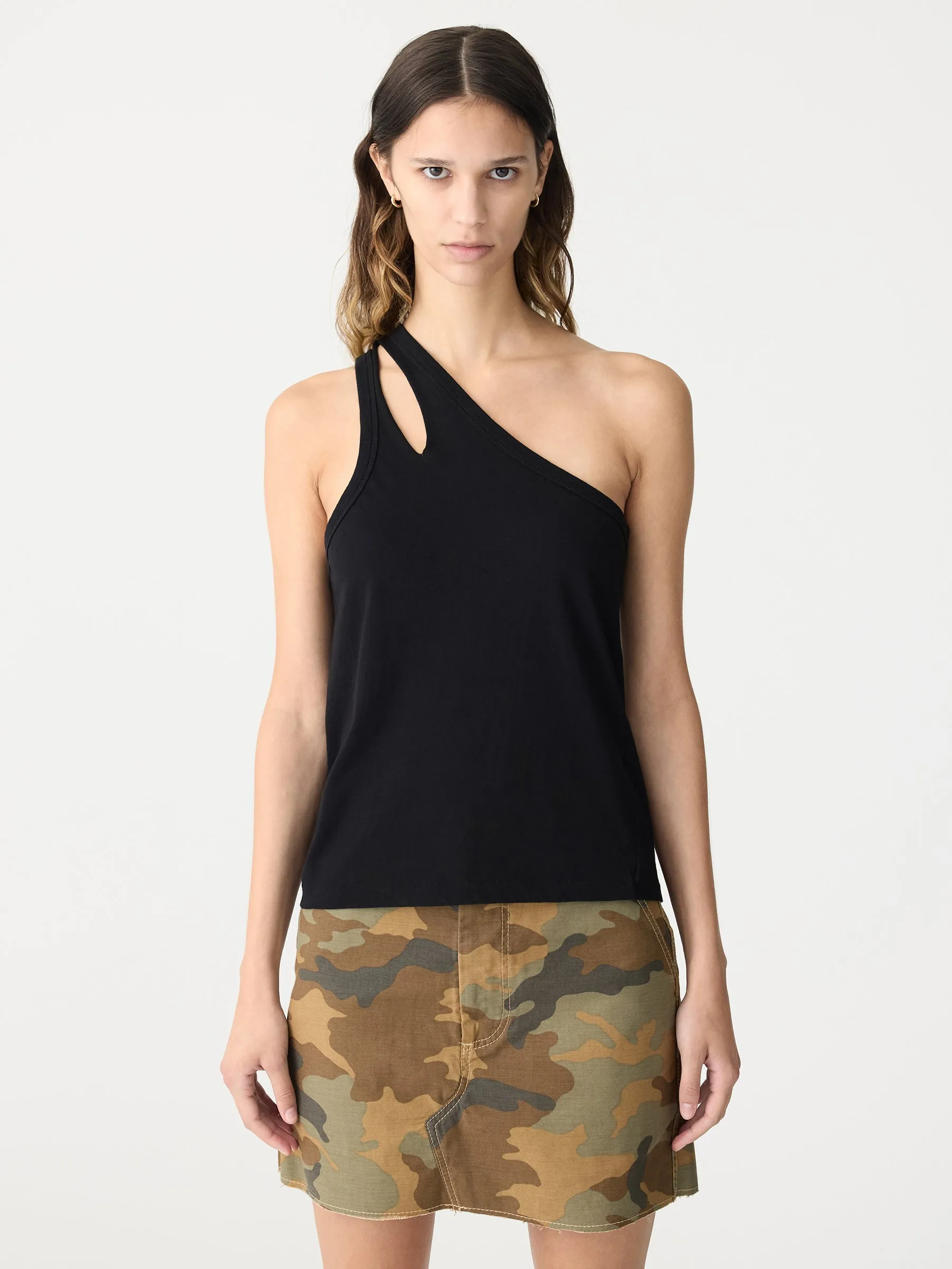 Bassike | Spliced One Shoulder Tank - Black sold by Sister & Co product image thumbnail 2