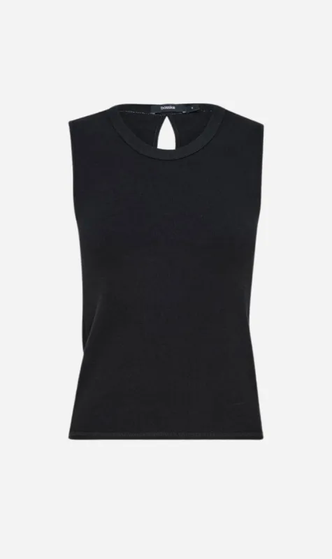 Bassike | Back Cut Out Mini Rib Tank - Black sold by Sister & Co