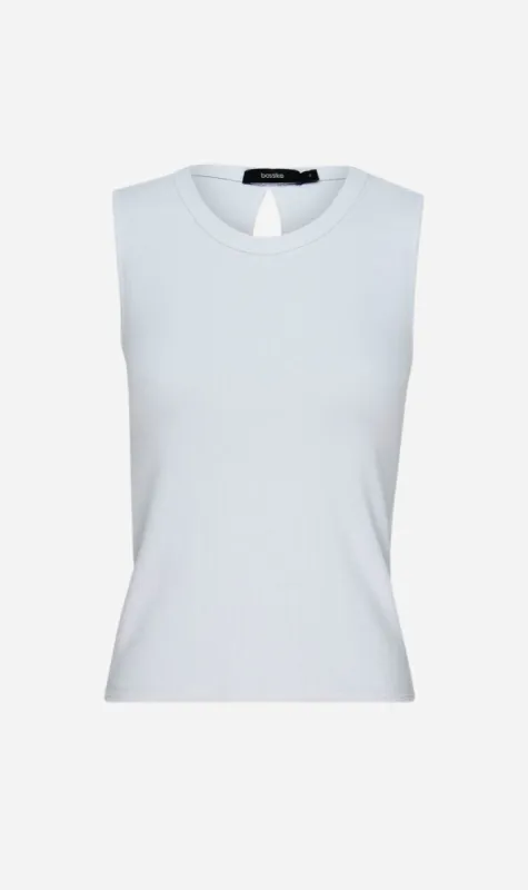 Bassike | Back Cut Out Mini Rib Tank - White sold by Sister & Co