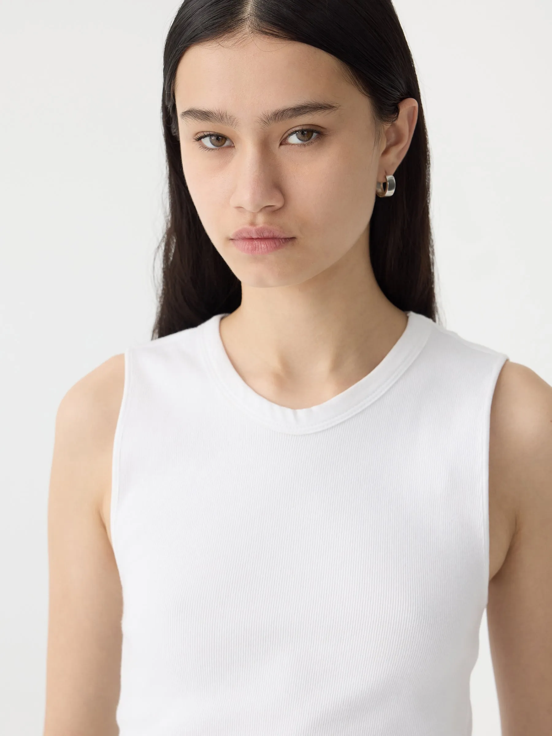 Bassike | Back Cut Out Mini Rib Tank - White sold by Sisters & Co product image thumbnail 4