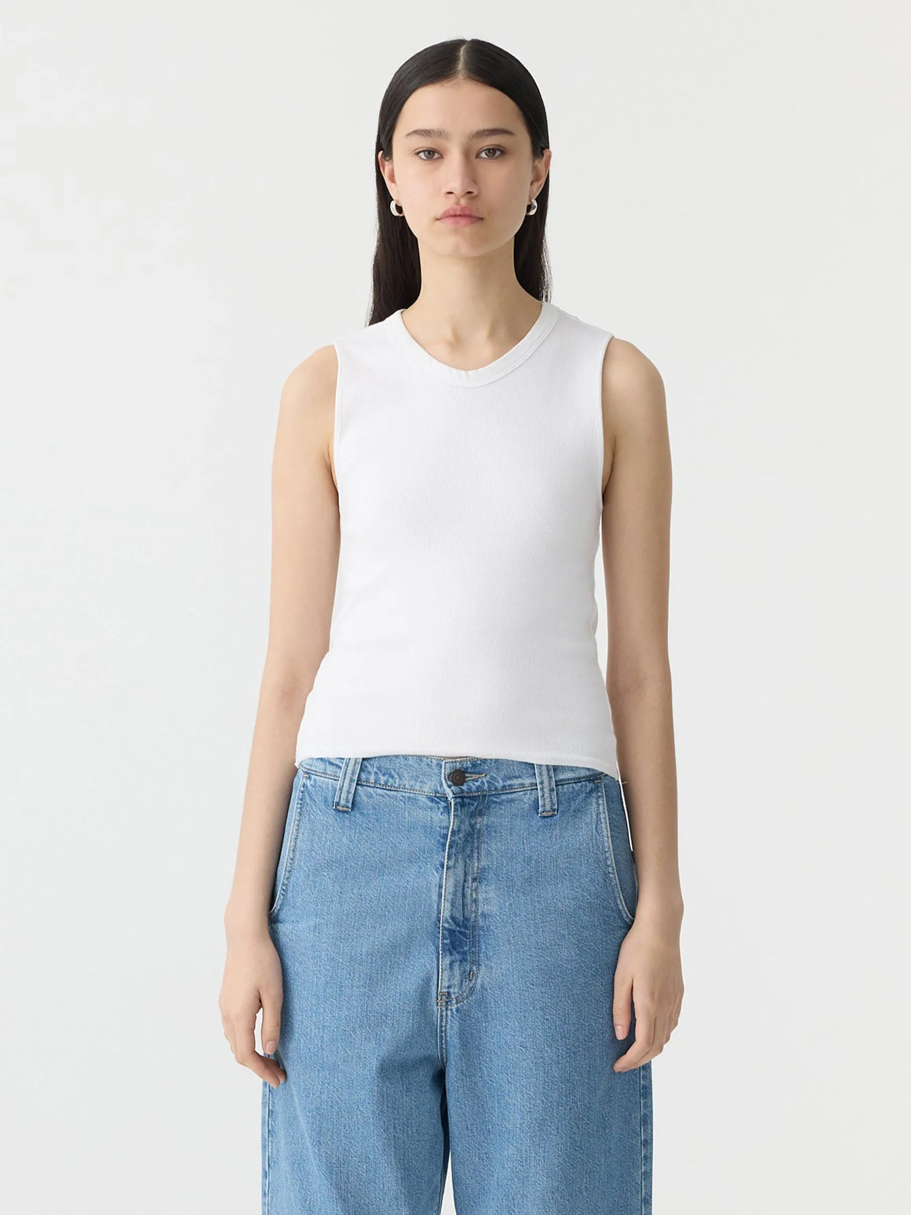 Bassike | Back Cut Out Mini Rib Tank - White sold by Sisters & Co product image thumbnail 2
