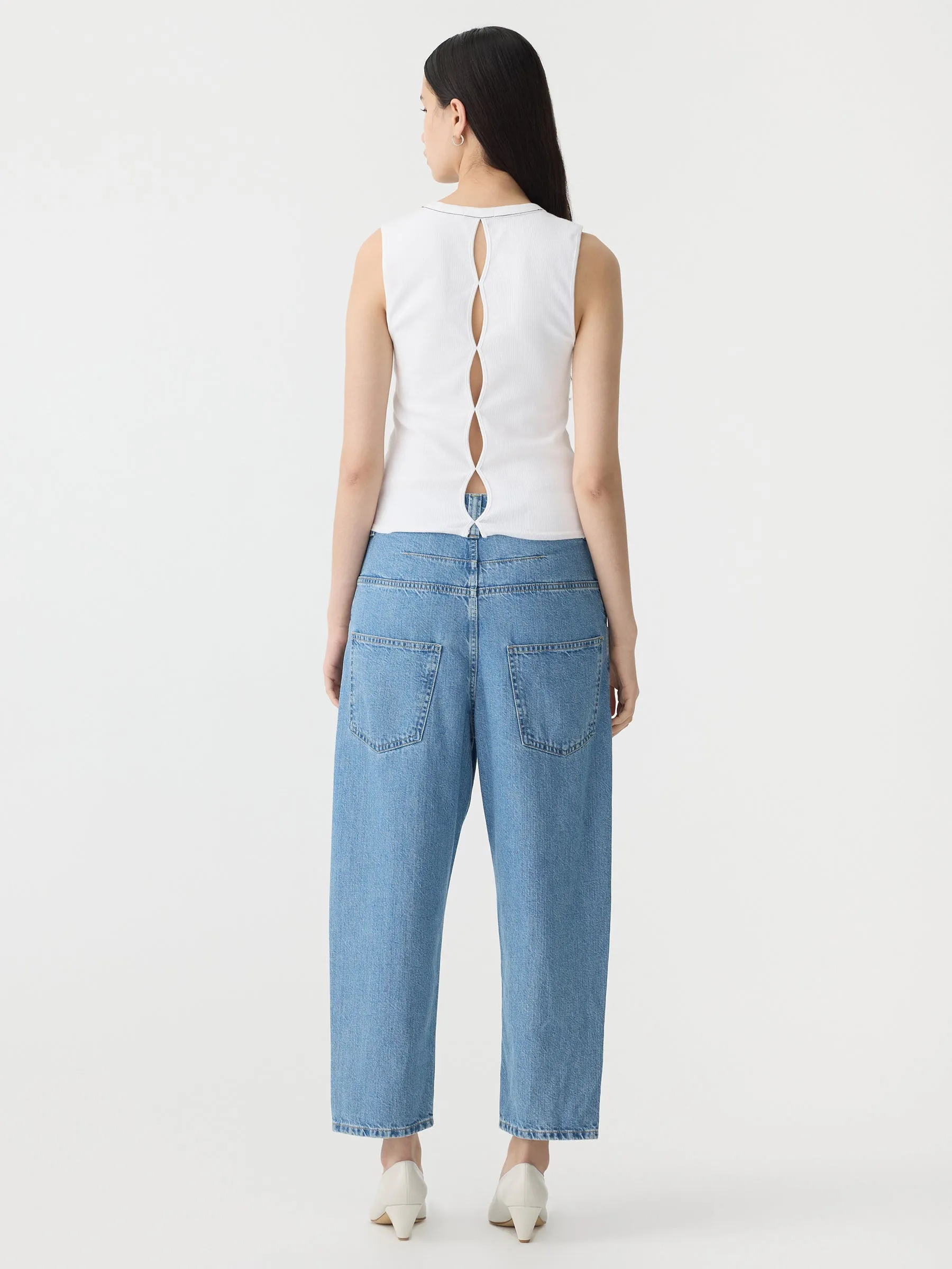 Bassike | Back Cut Out Mini Rib Tank - White sold by Sisters & Co product image thumbnail 5