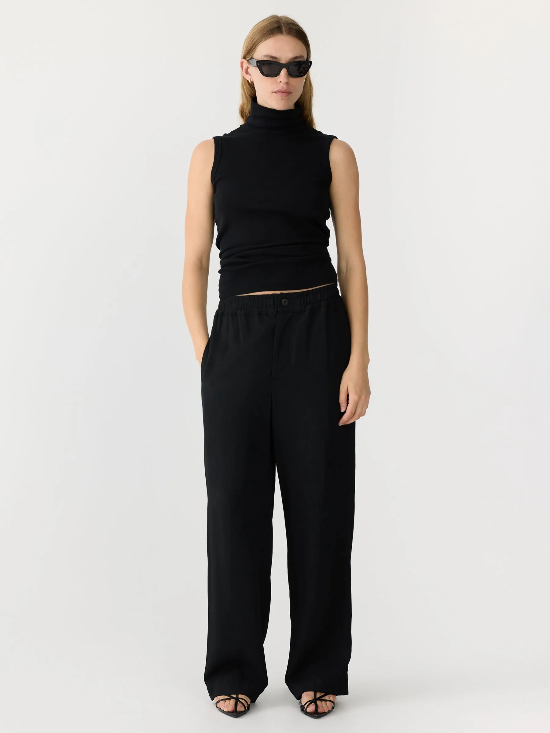 Bassike | Viscose Twill Straight Pant - Black sold by Sister & Co product image thumbnail 2