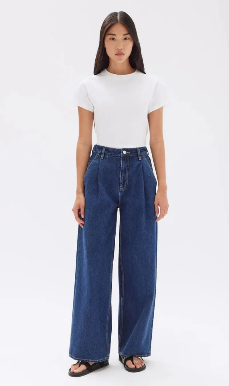 Assembly Label | Slack Pleat Wide Leg Jean - Heritage Blue sold by Sister & Co