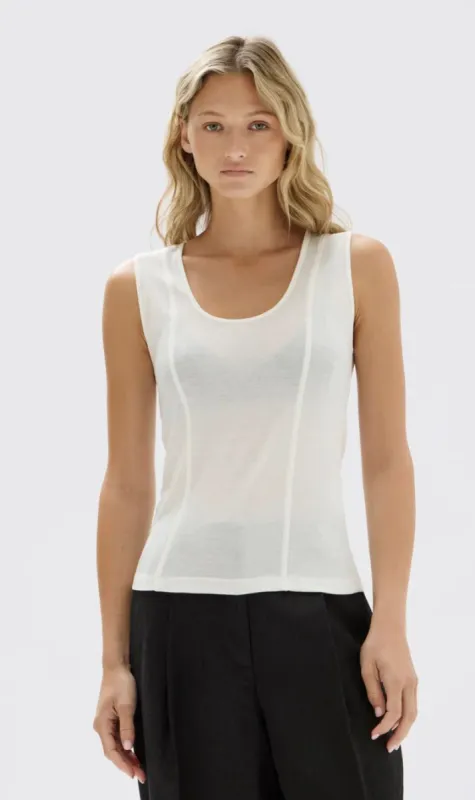 Assembly Label | Penelope Jersey Tank - White sold by Sister & Co
