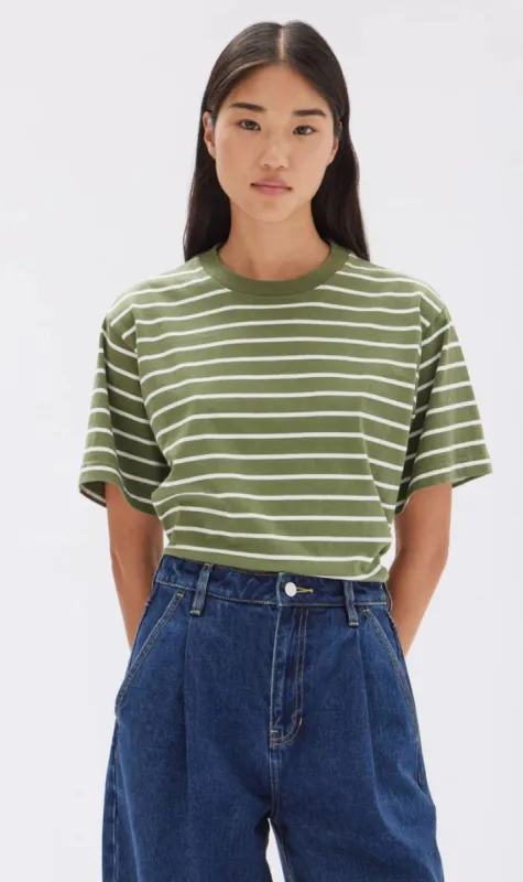 Assembly Label | Cohen Stripe Short Sleeve Tee - Pandan/Antique White made by Assembly Label
