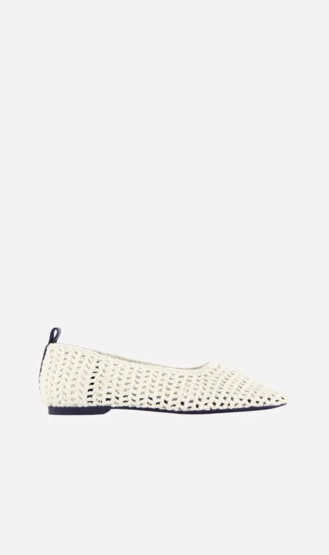Rebe | Crochet Ballet Flat - Natural sold by Sister & Co