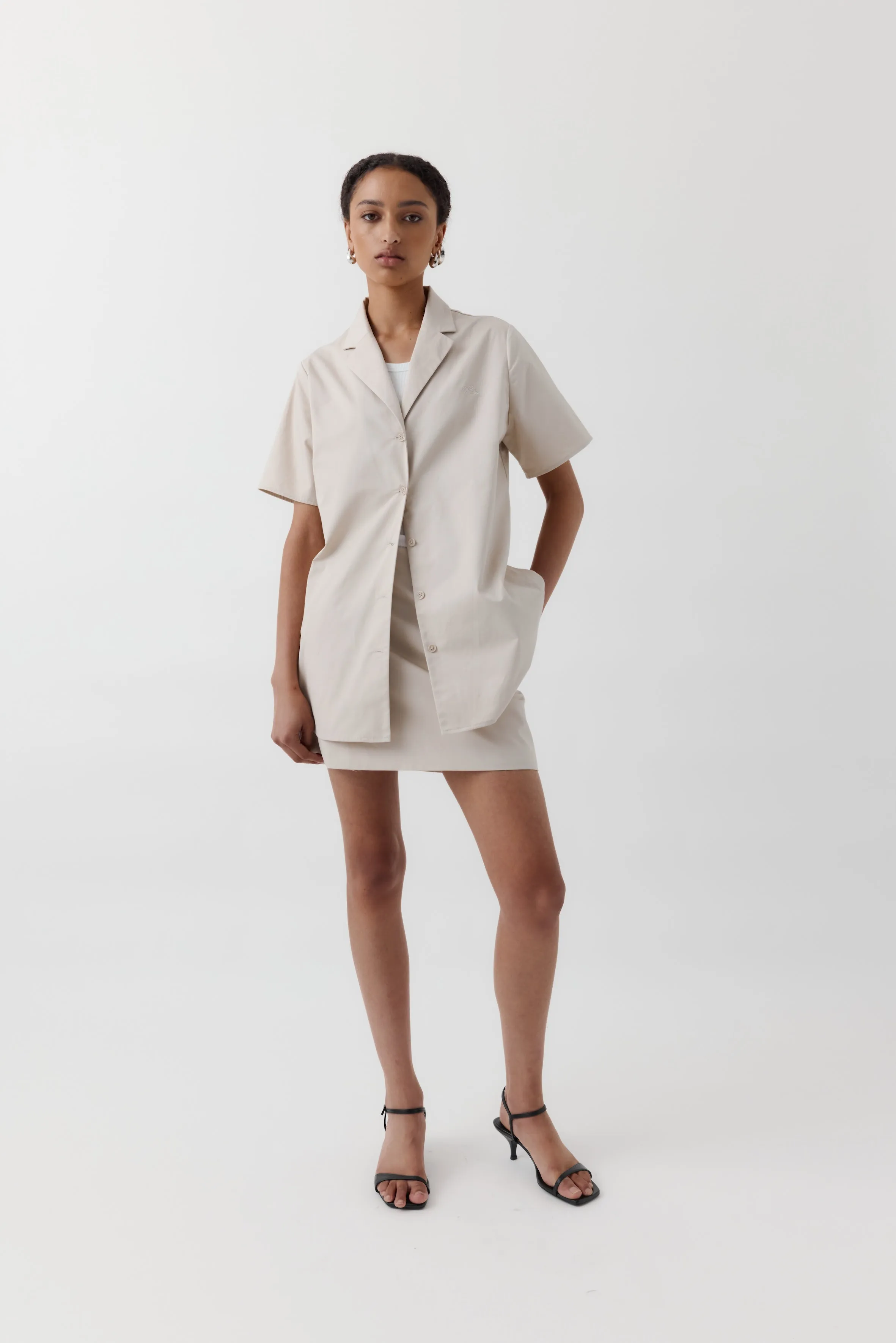 Rebe | Cotton Mini Skirt - Oyster sold by Sister & Co product image thumbnail 4