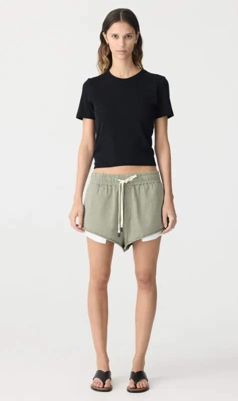 Bassike | Pocket Detail Raw Edge Short - Sage Marl sold by Sister & Co