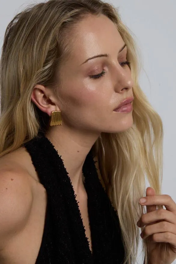 Heaven Mayhem | Ribbed Earrings - Gold sold by Sisters & Co product image thumbnail 3