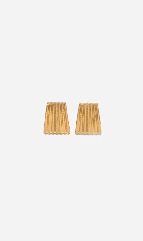 Heaven Mayhem | Ribbed Earrings - Gold sold by Sisters & Co