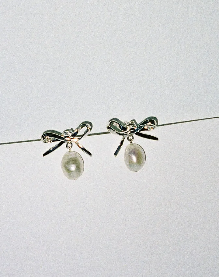 Meadowlark | Bow Pearl Studs - Gold sold by Sister & Co product image thumbnail 3