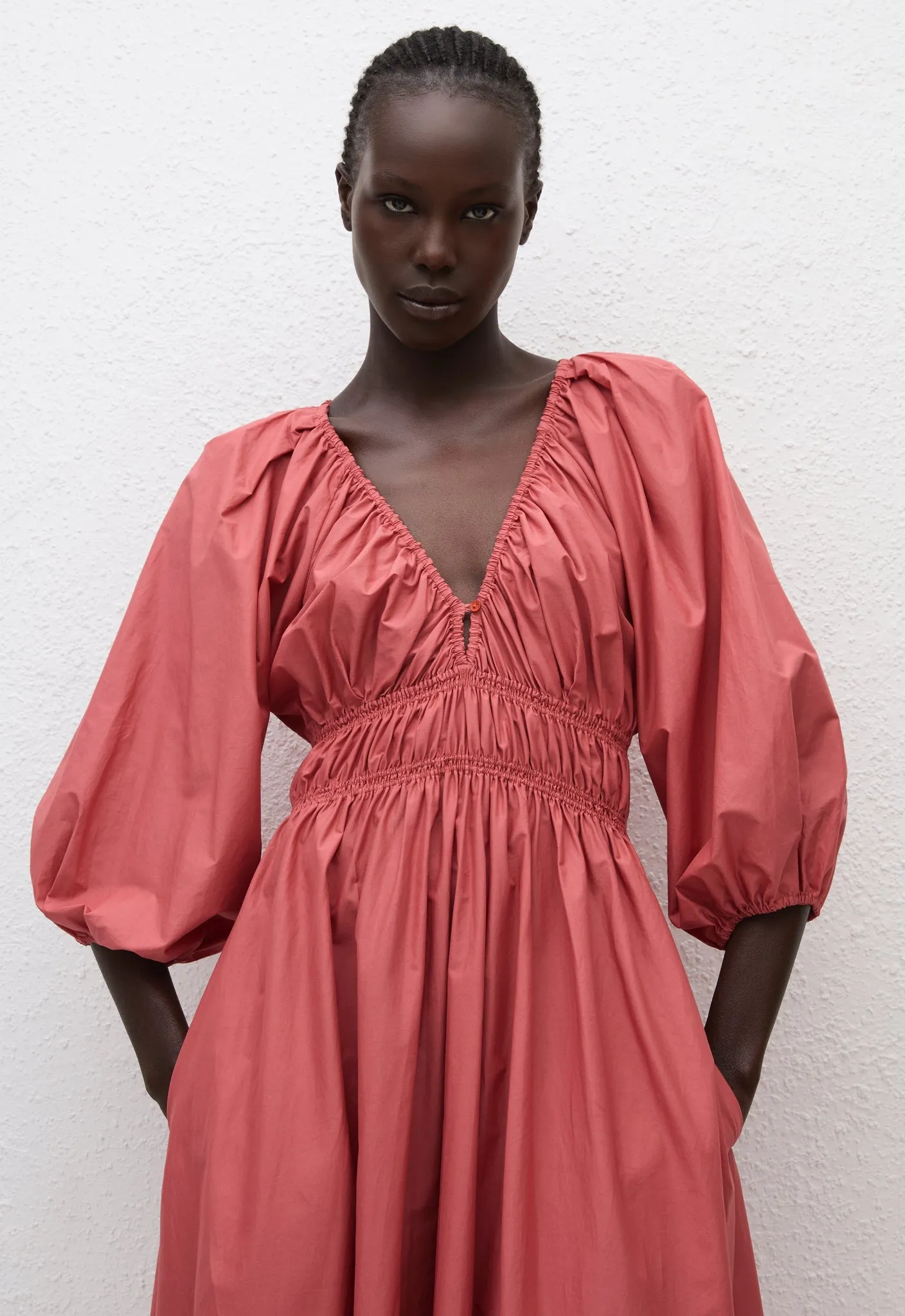 Matteau | Shirred Plunge Button Dress - Rose sold by Sister & Co product image thumbnail 2