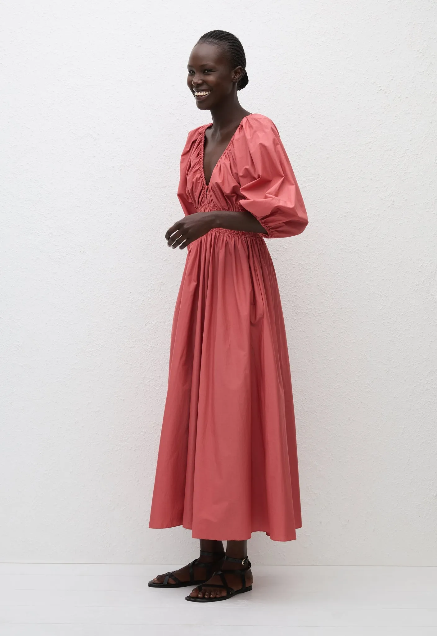 Matteau | Shirred Plunge Button Dress - Rose sold by Sister & Co product image thumbnail 3