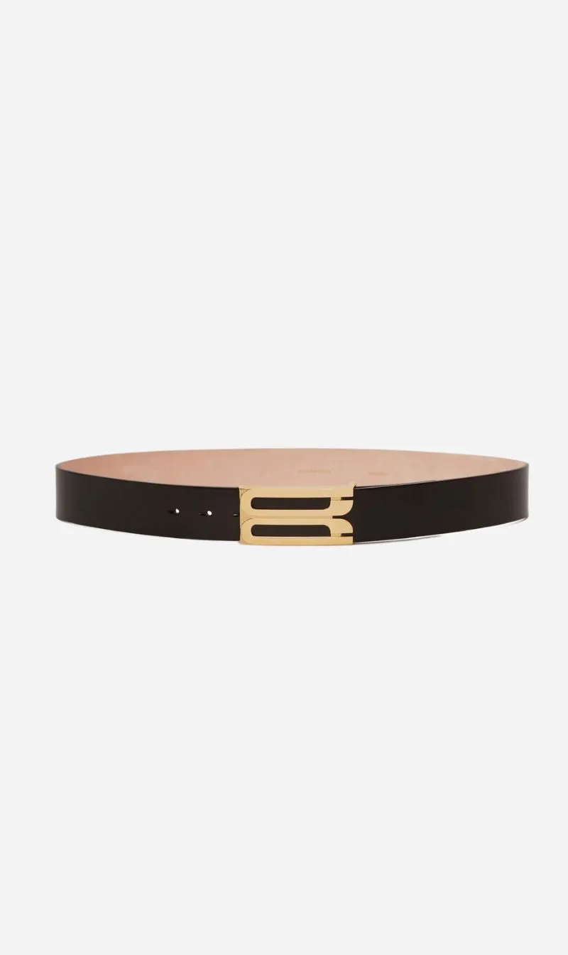 Victoria Beckham | Jumbo B Buckle Belt - Black sold by Sister & Co