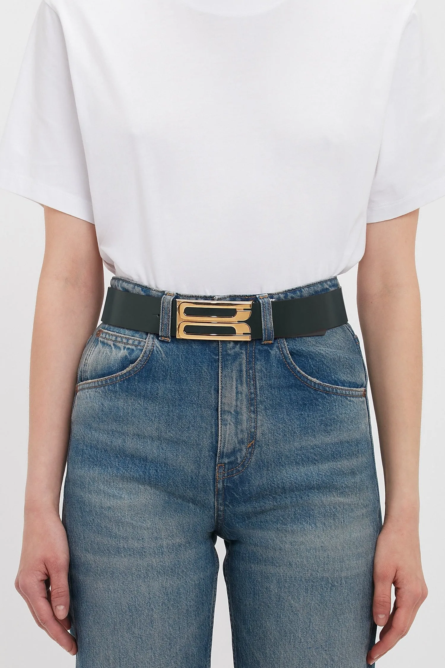 Victoria Beckham | Jumbo B Buckle Belt - Dark Green sold by Sisters & Co product image thumbnail 2