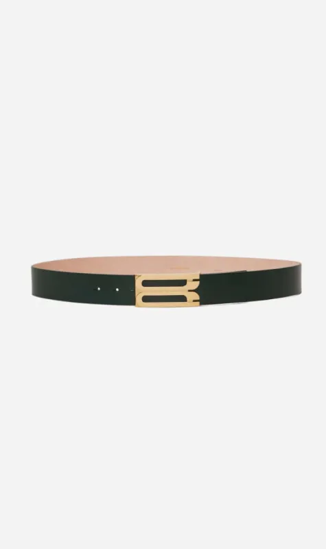 Victoria Beckham | Jumbo B Buckle Belt - Dark Green sold by Sister & Co