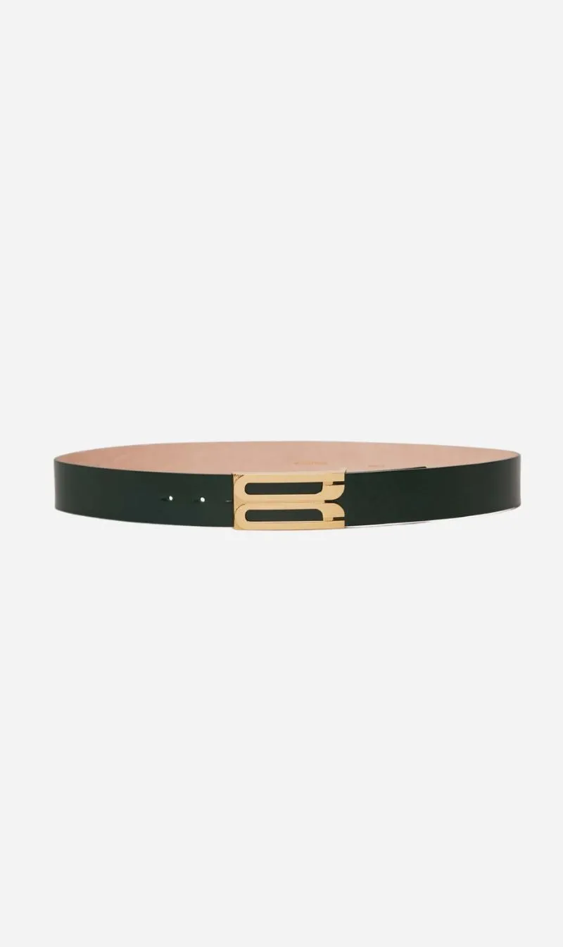 Victoria Beckham | Jumbo B Buckle Belt - Dark Green sold by Sisters & Co