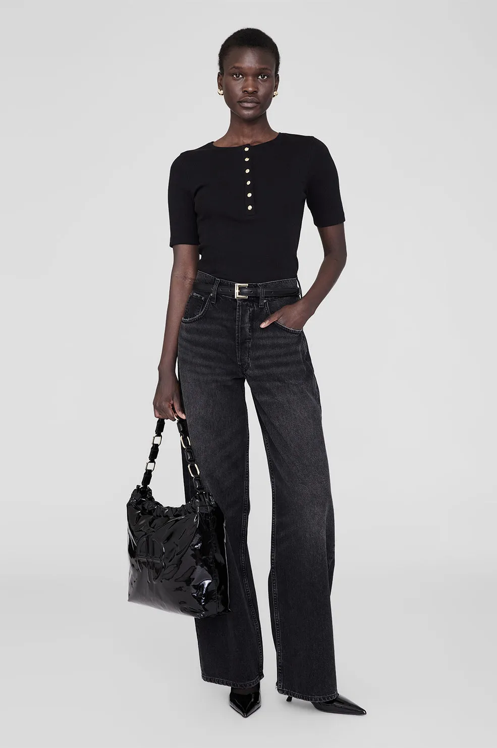 Anine Bing | Kate Shoulder Bag - High Shine Black sold by Sister & Co product image thumbnail 2