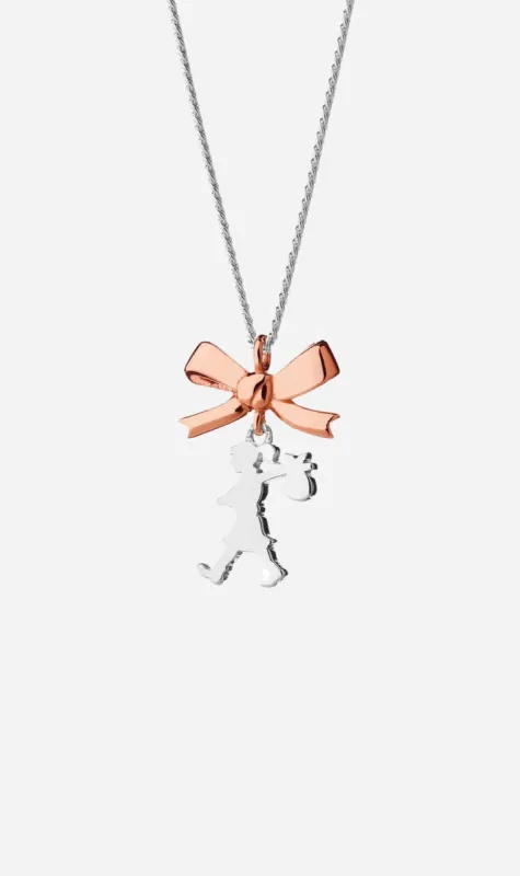 Karen Walker | Mini Girl With A Bow Necklace 45cm - Silver/Rose Gold sold by Sister & Co