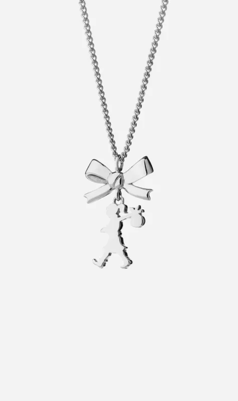 Karen Walker | Mini Girl With A Bow Necklace 45cm - Silver sold by Sister & Co
