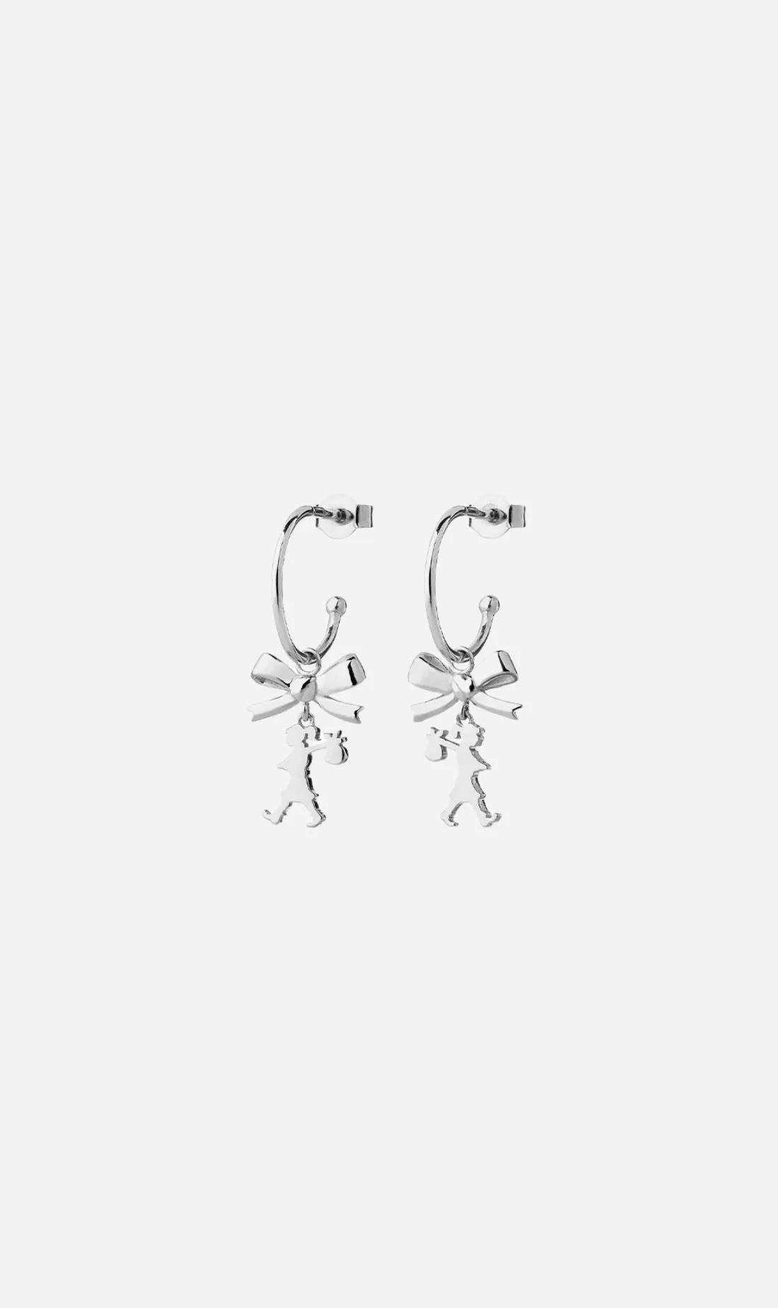 Karen Walker | Mini Girl With A Bow Hoops - Silver sold by Sister & Co