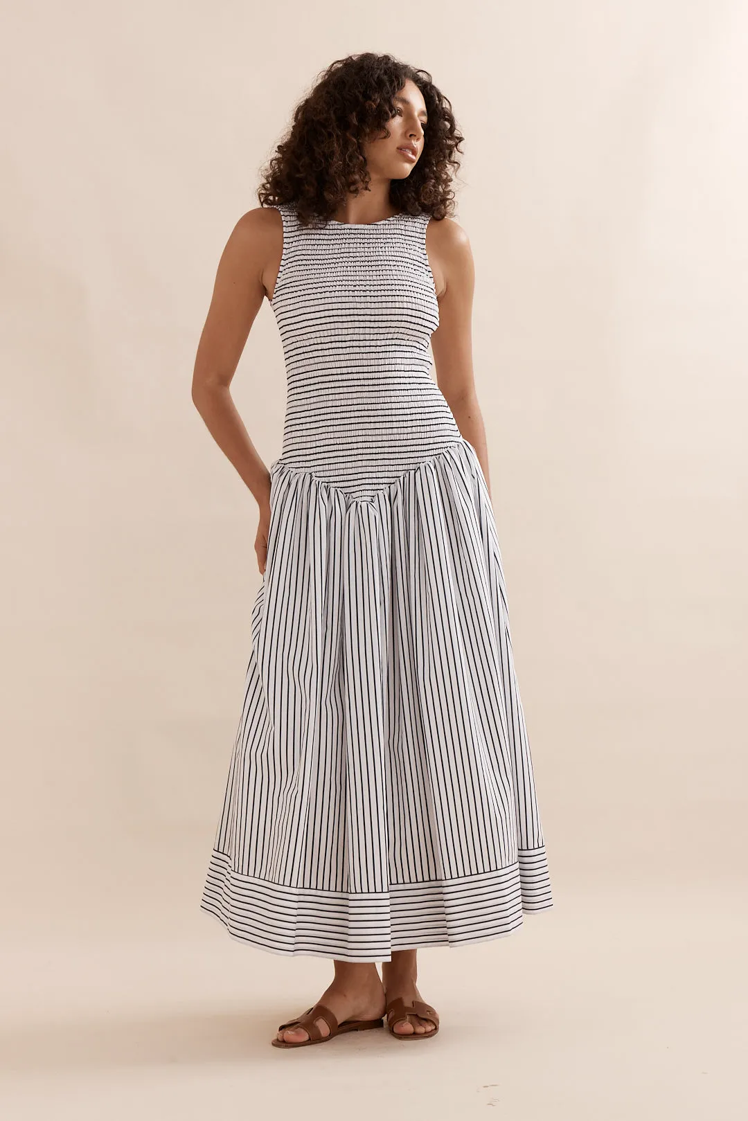 Caitlin Crisp | Celine Dress - French Navy Stripe sold by Sister & Co product image thumbnail 2