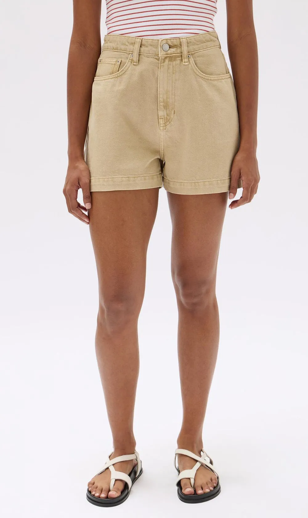 Assembly Label | Boxy Denim Short - Tan sold by Sister & Co