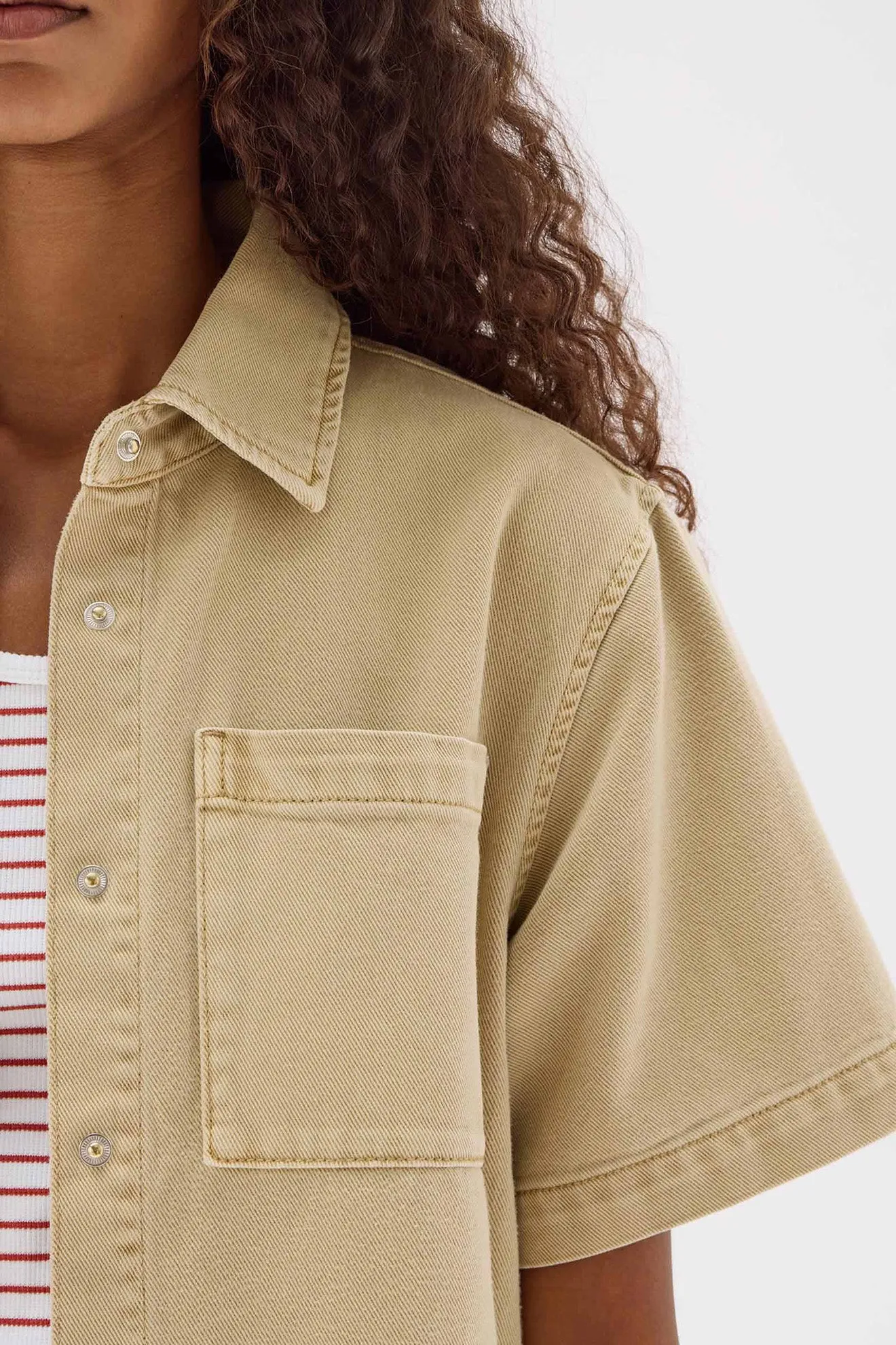 Assembly Label | Ashley Denim Short Sleeve Shirt - Tan sold by Sister & Co product image thumbnail 3