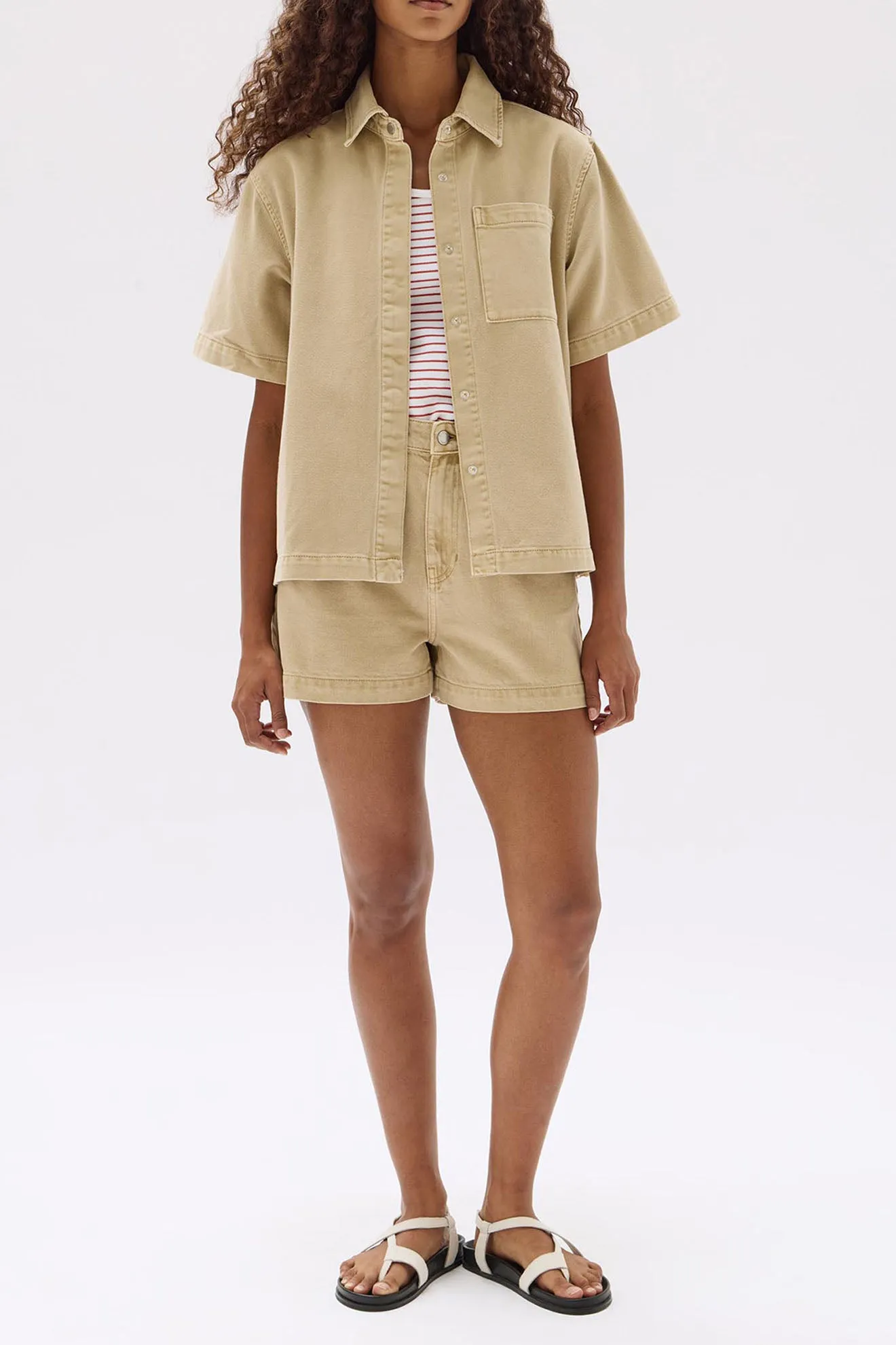 Assembly Label | Ashley Denim Short Sleeve Shirt - Tan sold by Sister & Co product image thumbnail 2