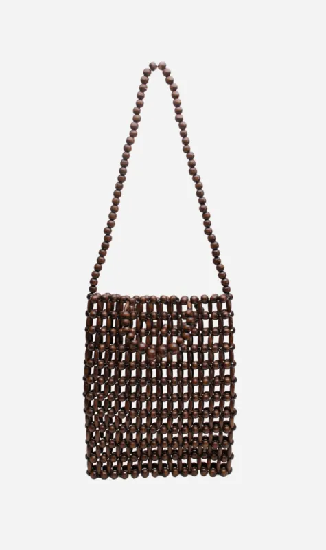 La Tribe | Gia Beaded Tote Bag - Brown sold by Sister & Co