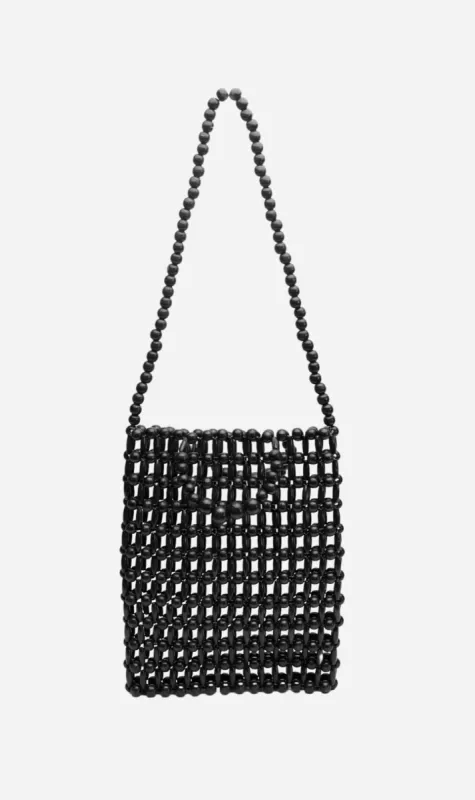 La Tribe | Gia Beaded Tote - Black sold by Sister & Co