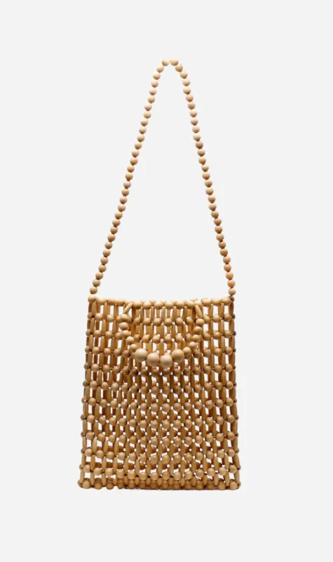 La Tribe | Gia Beaded Tote Bag - Natural sold by Sister & Co