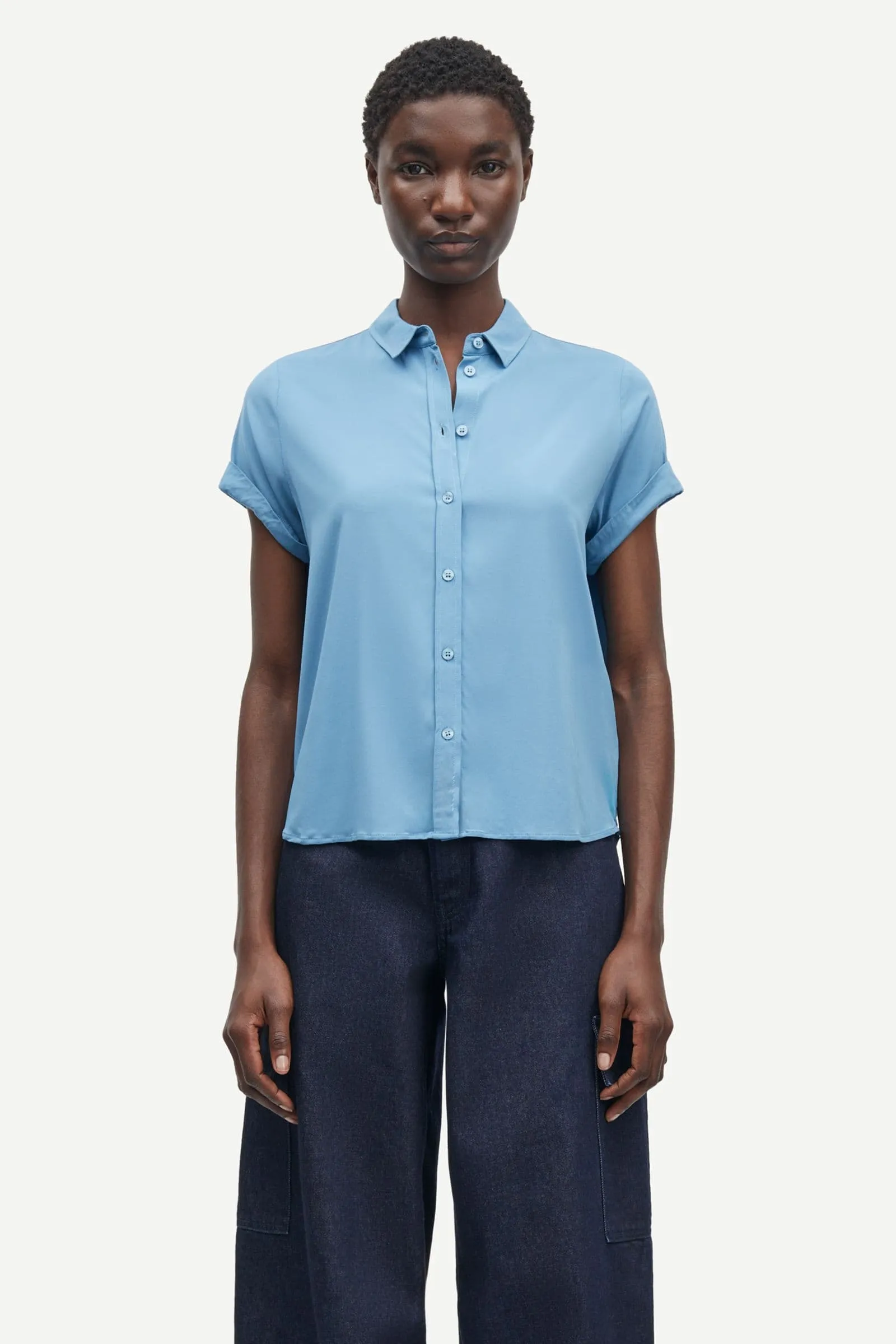 Samsoe Samsoe | Majan Short Sleeve Shirt - Blue Heaven sold by Sister & Co product image thumbnail 2