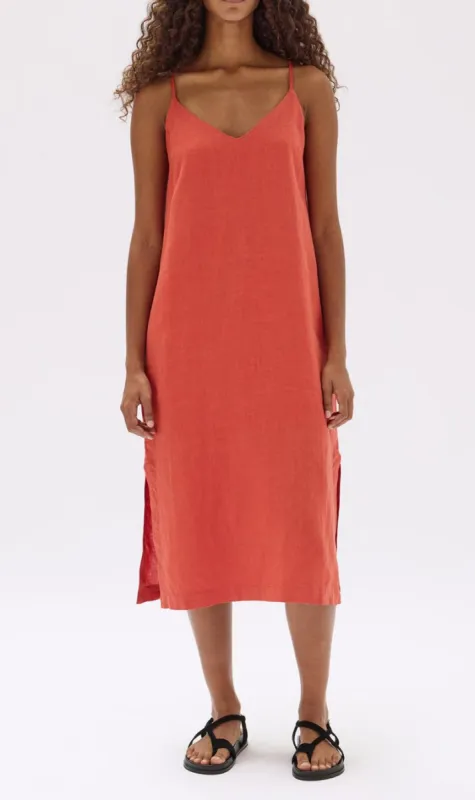 Assembly Label | Vallory Linen Slip Dress - Papaya sold by Sister & Co