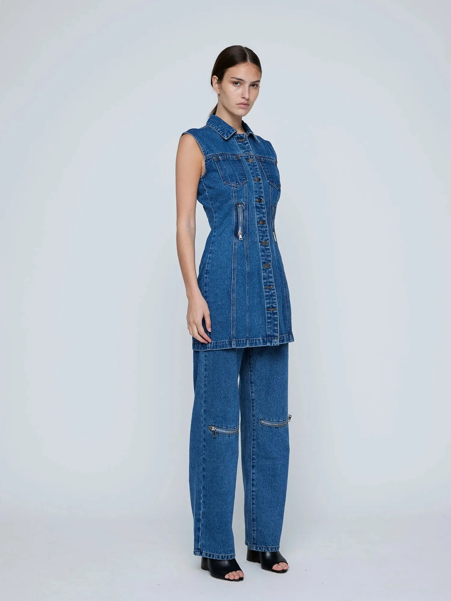 Wynn Hamlyn | Zipper Denim Mini Dress - Indigo sold by Sister & Co product image thumbnail 3