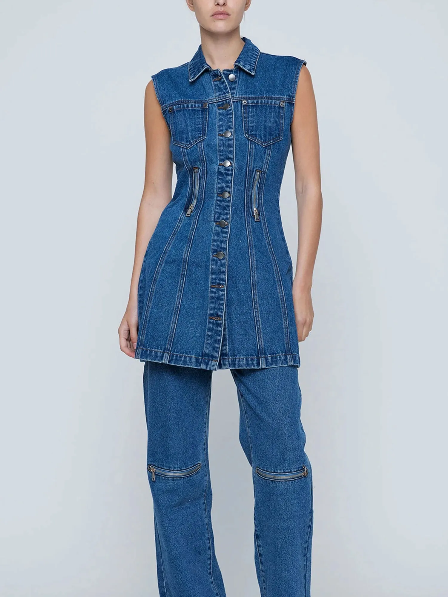 Wynn Hamlyn | Zipper Denim Mini Dress - Indigo sold by Sister & Co product image thumbnail 2