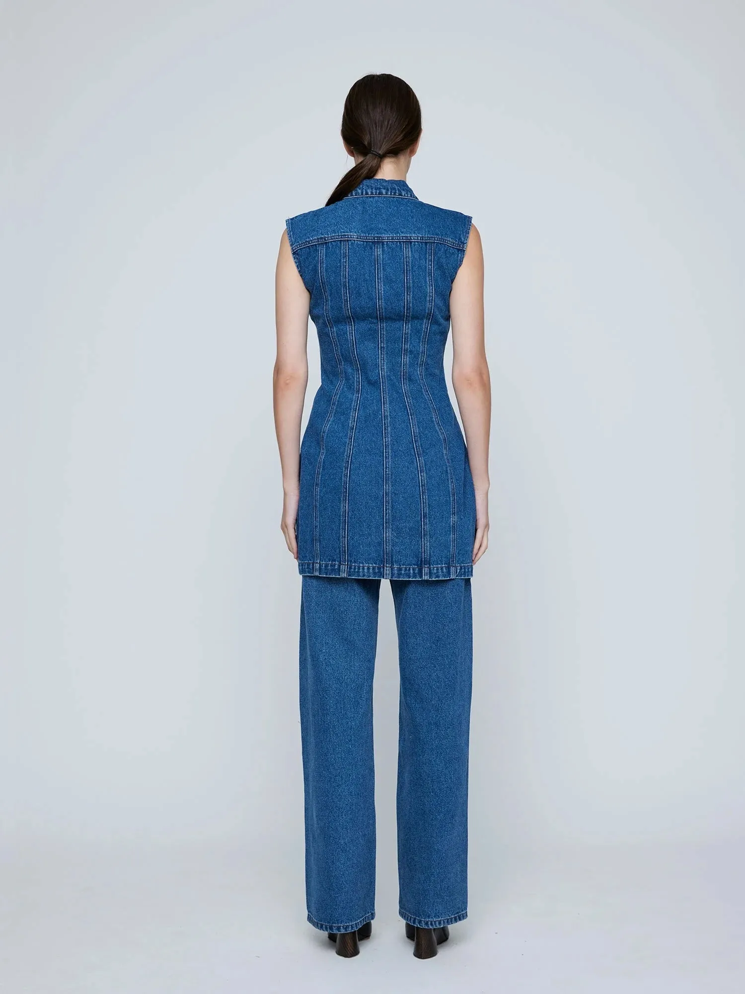 Wynn Hamlyn | Zipper Denim Mini Dress - Indigo sold by Sister & Co product image thumbnail 4
