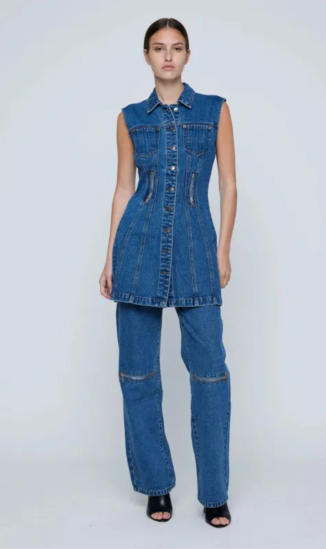 Wynn Hamlyn | Zipper Denim Mini Dress - Indigo sold by Sister & Co