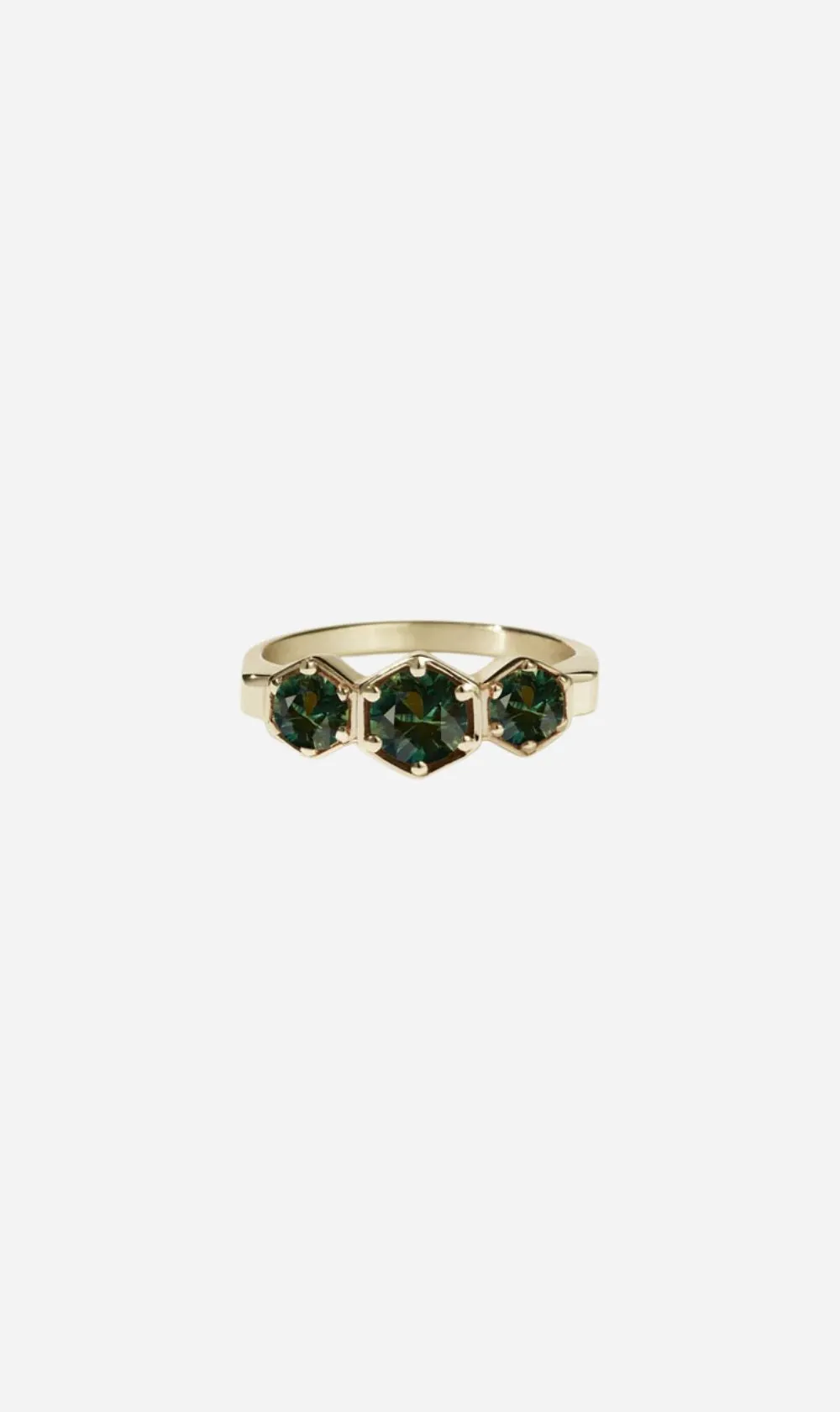 Meadowlark | 3 Hexagon Stone Ring - Green Sapphire sold by Sister & Co