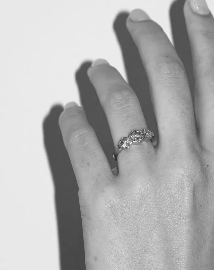 Meadowlark | 3 Hexagon Stone Ring - Green Sapphire sold by Sister & Co product image thumbnail 2