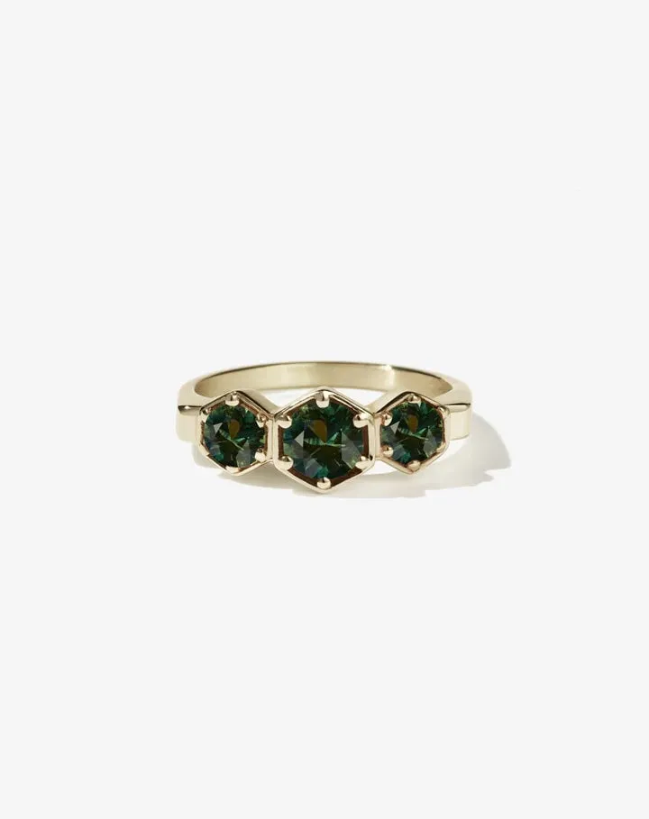 Meadowlark | 3 Hexagon Stone Ring - Green Sapphire sold by Sister & Co product image thumbnail 3