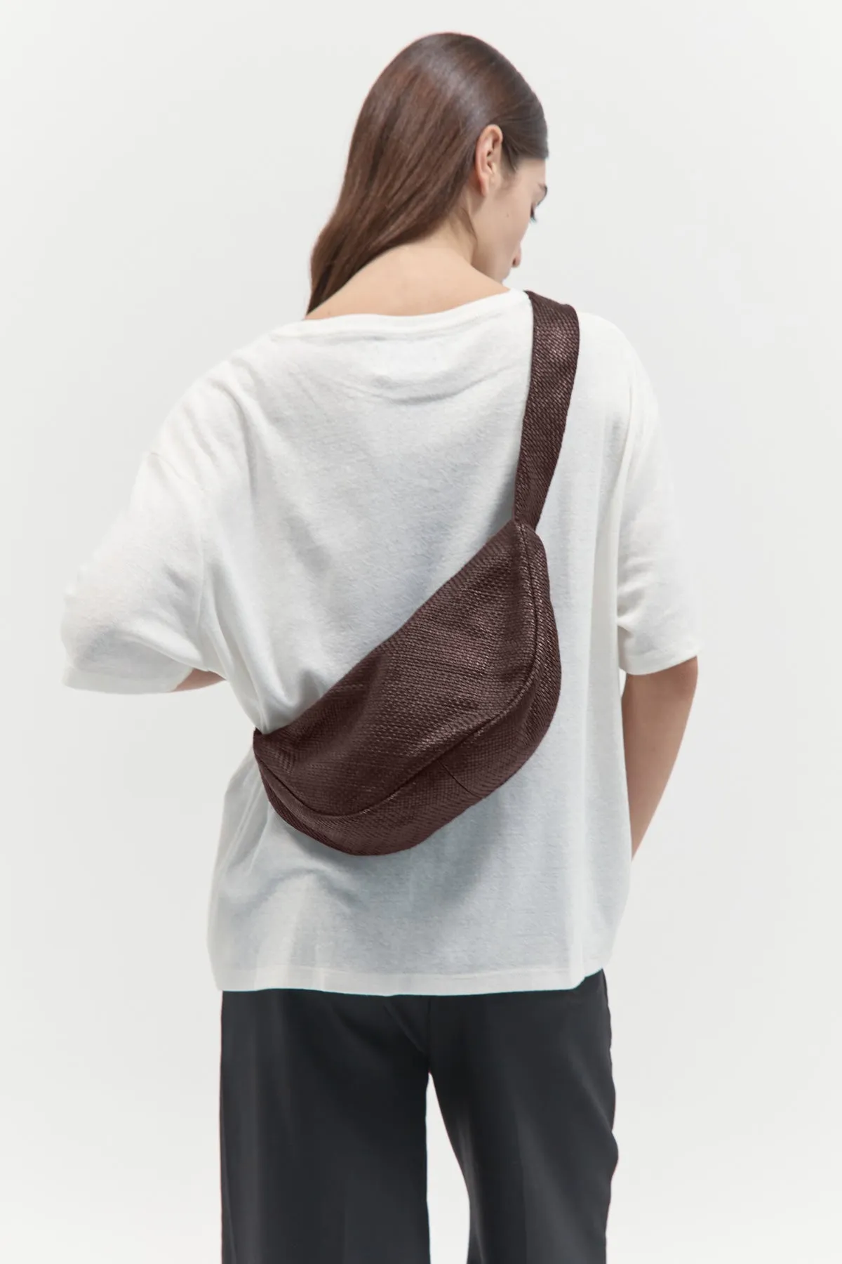 St Agni | Woven Crescent Bag - Chocolate sold by Sister & Co product image thumbnail 2