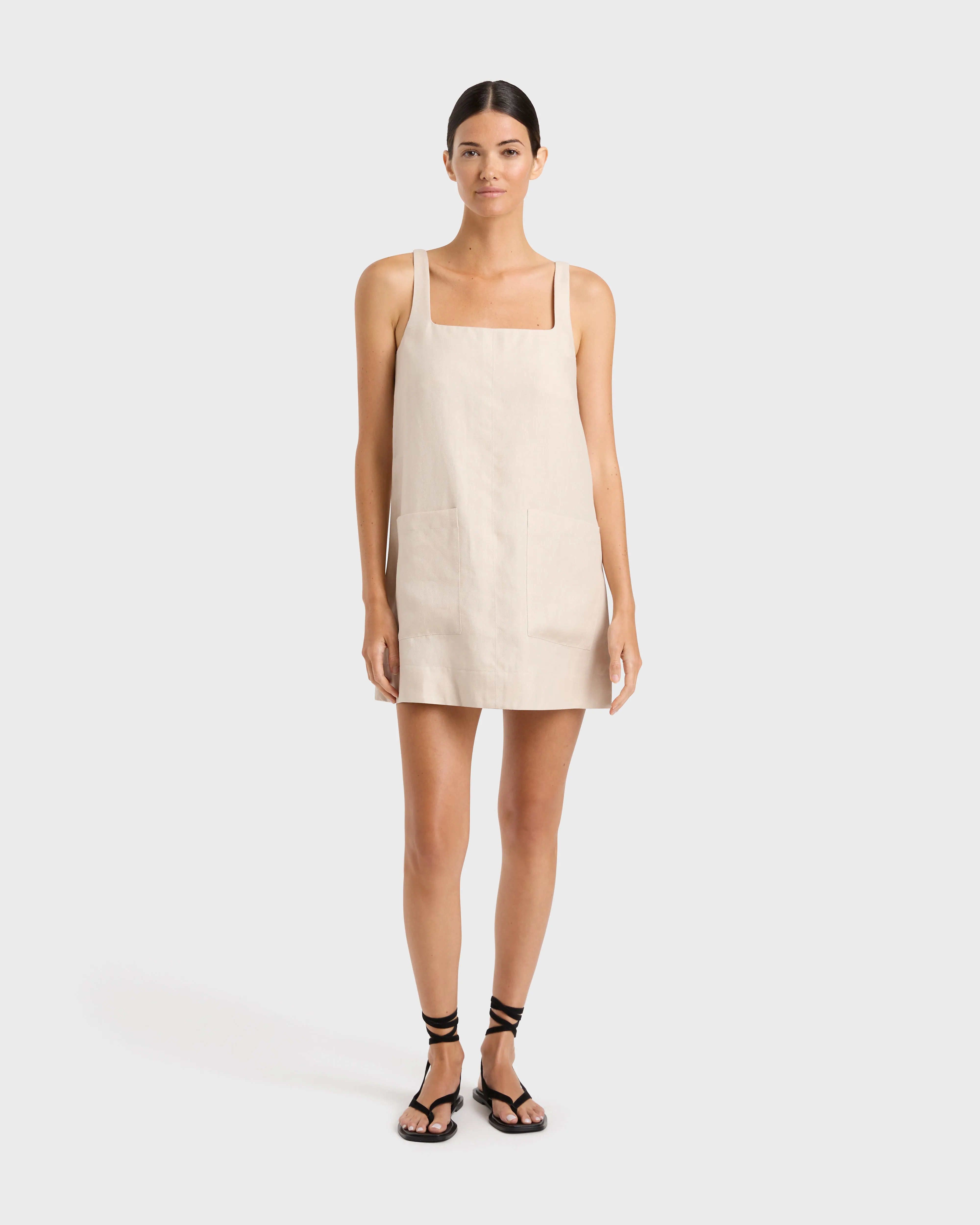Bondi Born | Delphi A-Line Mini Dress - Sand sold by Sister & Co product image thumbnail 2