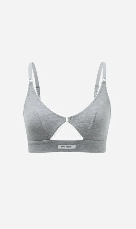 Dear Dylan | Eyelet Trim Bralette - Grey Marle sold by Sisters & Co